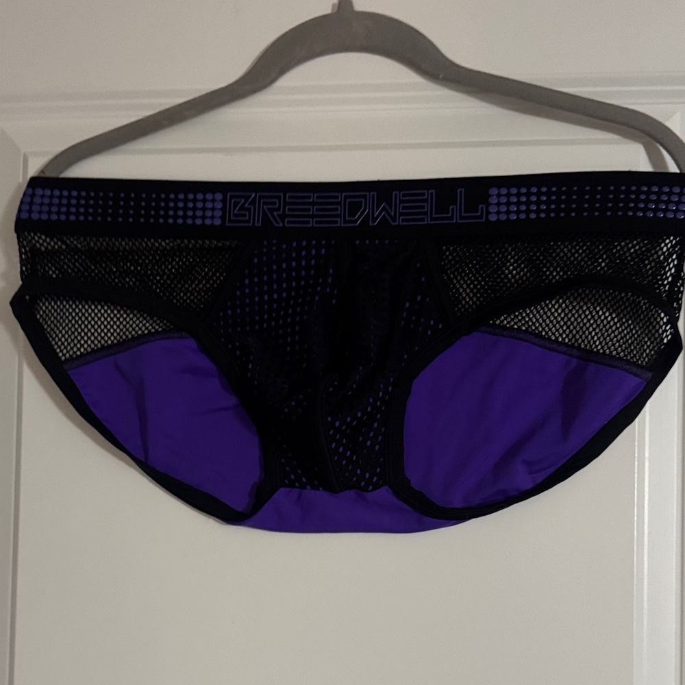 Breedwell Men’s Mesh Brief Underwear – Black & Purple –  XL